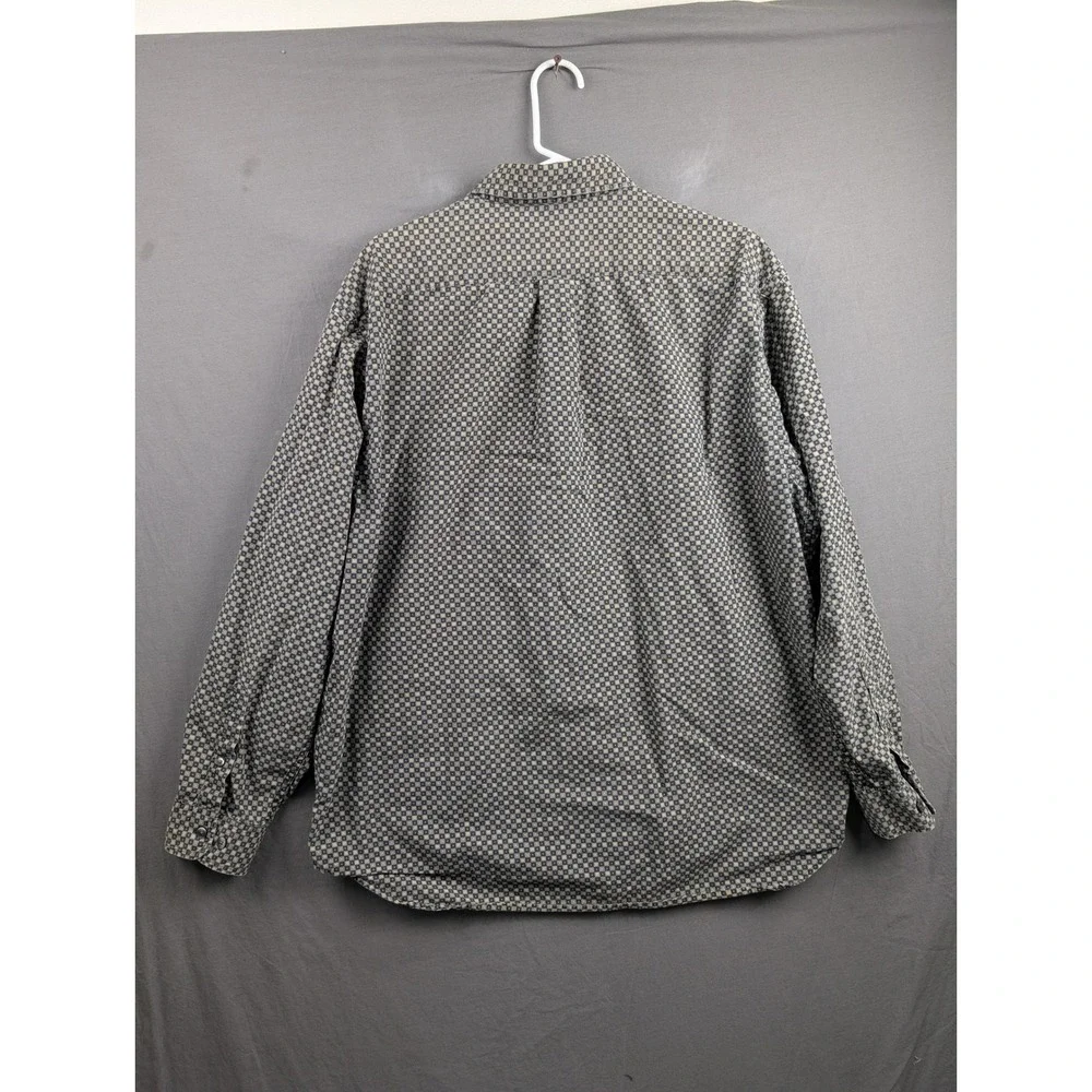 Banana Republic Mens Button Down Shirt Large Gray Geometric Long Sleeve Cotton